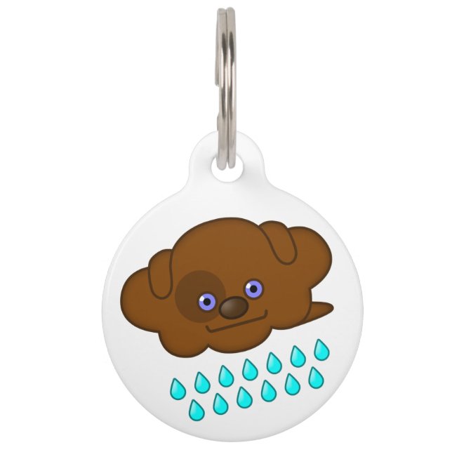 Raining Brown Dog Pet Tag (Front)