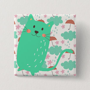 Raining Cats 2 Inch Square Button