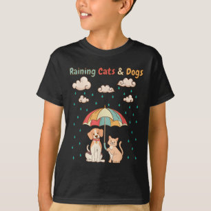 Raining Cats And Dogs Idiom _ Cute Kitty Puppy For T-Shirt