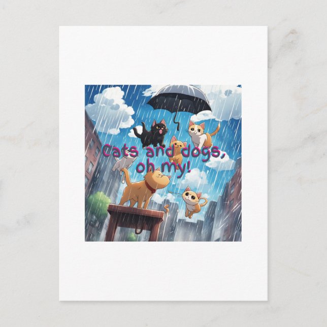 Raining Cats And Dogs Postcard (Front)