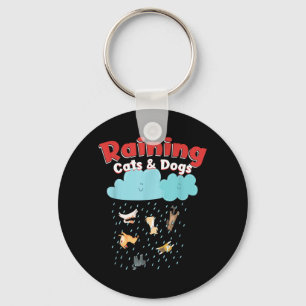 Raining Cats And Dogs Rainy Canine Feline Pet Keychain