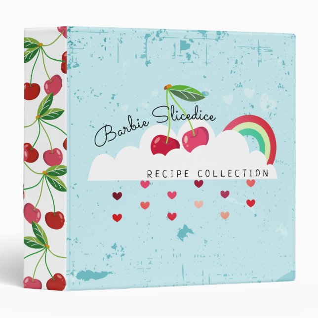 Raining cherries personalized cookbook recipe binder (Front/Spine)