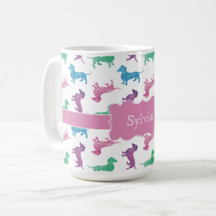 Raining Dachshunds Cute Pastel Doxies Coffee Mug