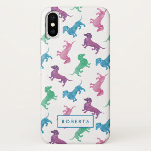Raining Dachshunds Pastel Watercolor Doxie Pattern Case-Mate iPhone Case