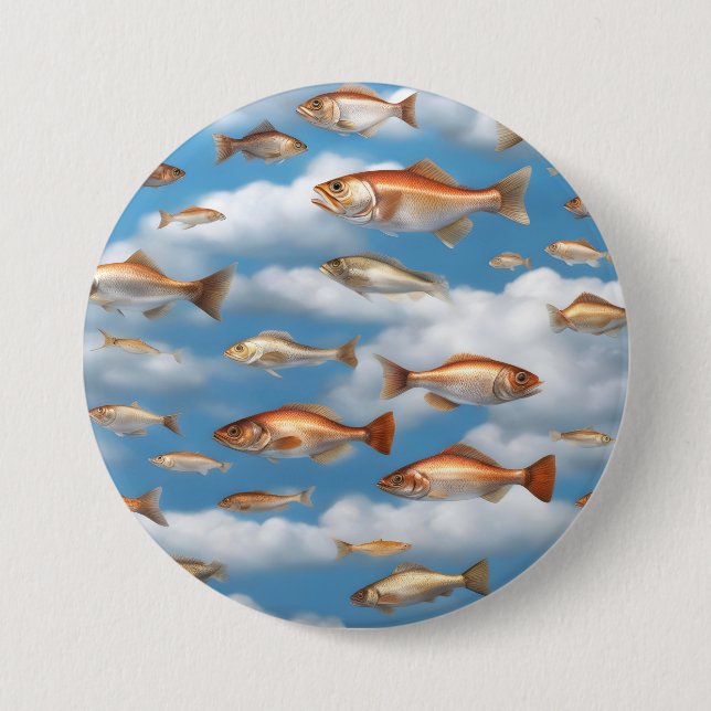 Raining Fish 3 Inch Round Button (Front)