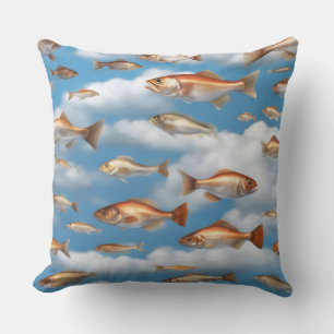 Raining Fish Throw Pillow