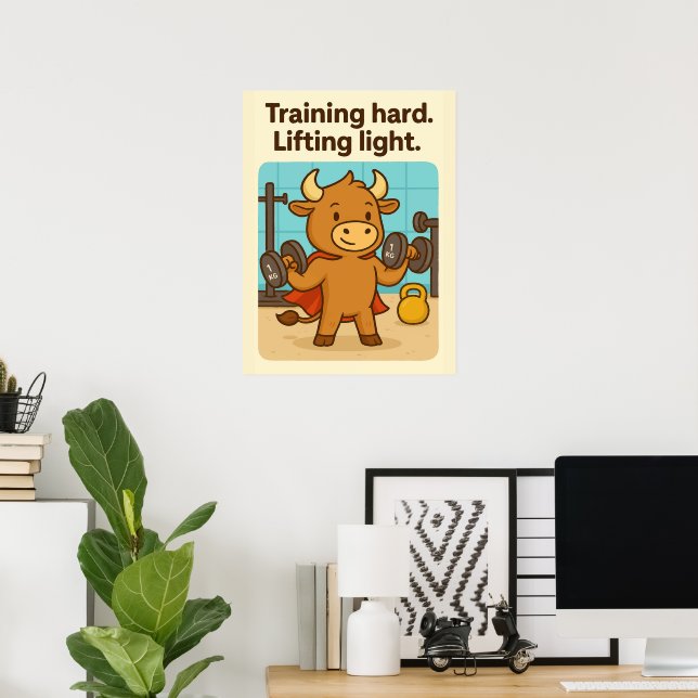raining Hard. Lifting Light. – Funny Bullio Gym Po Poster (Home Office)