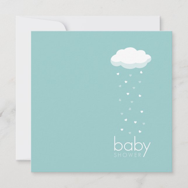 Raining Hearts Aqua Baby Shower invitation (Front)