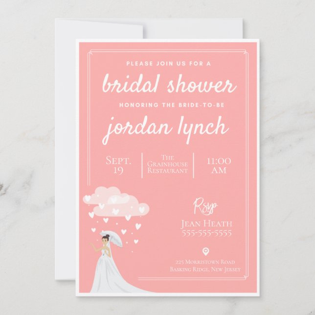 Raining Hearts Bridal Shower Invitation (Front)