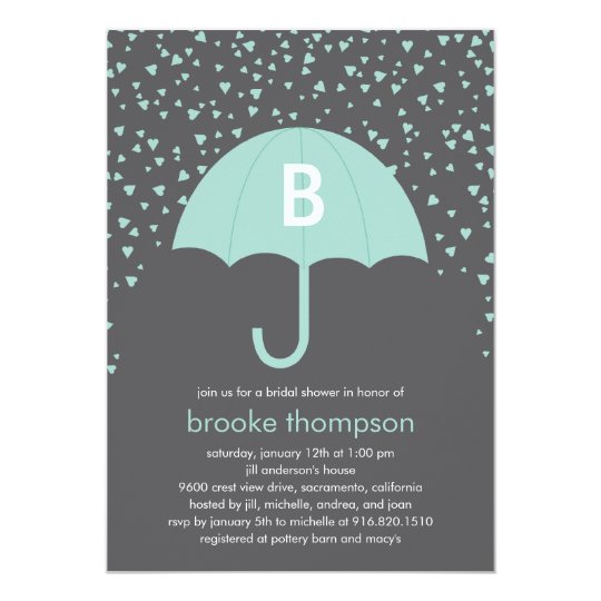 Raining Love Bridal Shower Invitation (Blue)