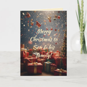 RAINING PRESENTS SON & FAMILY CHRISTMAS CARD