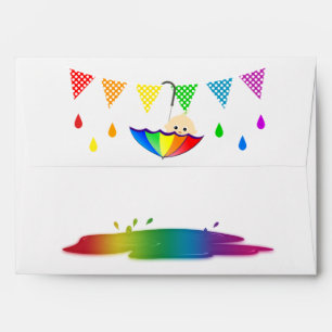 Raining Rainbow Baby Shower Envelope