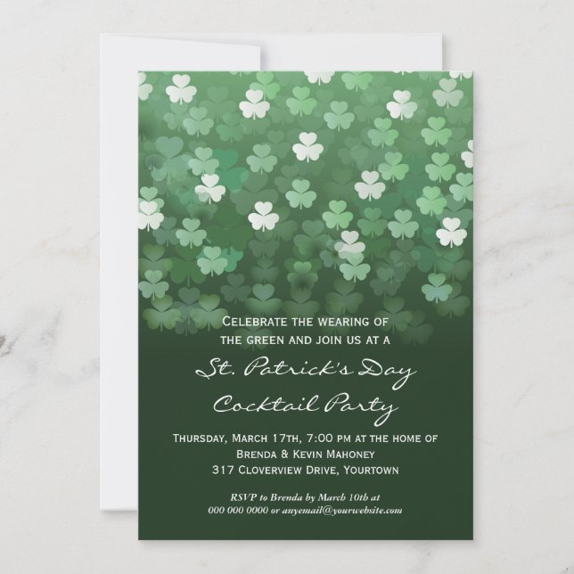 Raining Shamrocks St Patricks Day Party Invitation (Front)