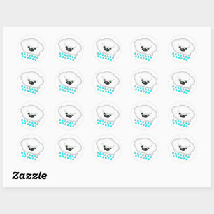 Raining Sheep Dog Cloud -  Classic Round Sticker