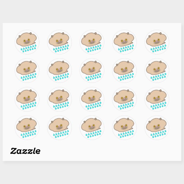Raining Siamese Cat Cloud -  Classic Round Sticker (Sheet)