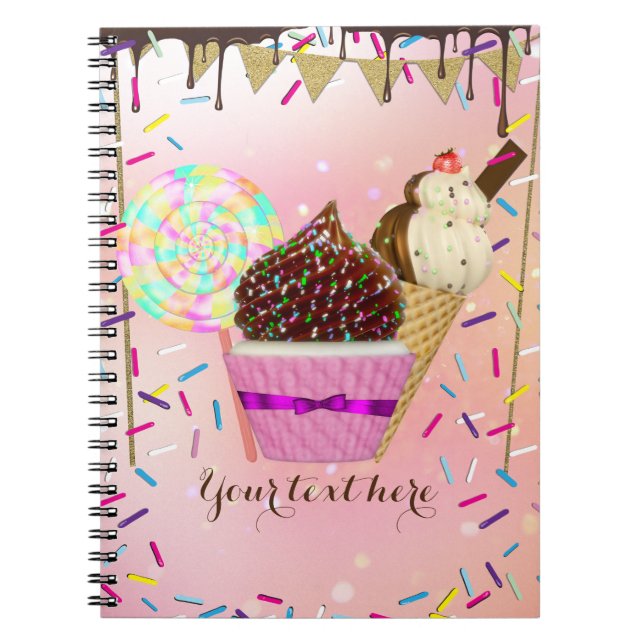 Raining Sprinkles Candy Land Sweets Notebook (Front)