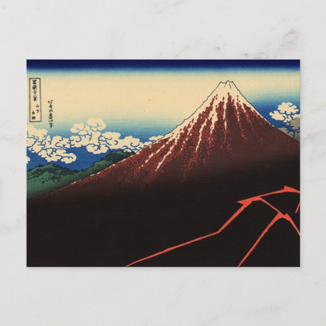 Rainstorm Beneath the Summit (by Hokusai) Postcard (Front)