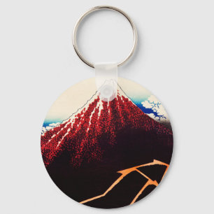 Rainstorm Beneath the Summit by Katsushika Hokusai Keychain