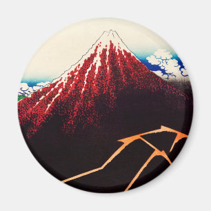 Rainstorm Beneath the Summit by Katsushika Hokusai Magnet