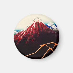 Rainstorm Beneath the Summit by Katsushika Hokusai Magnet
