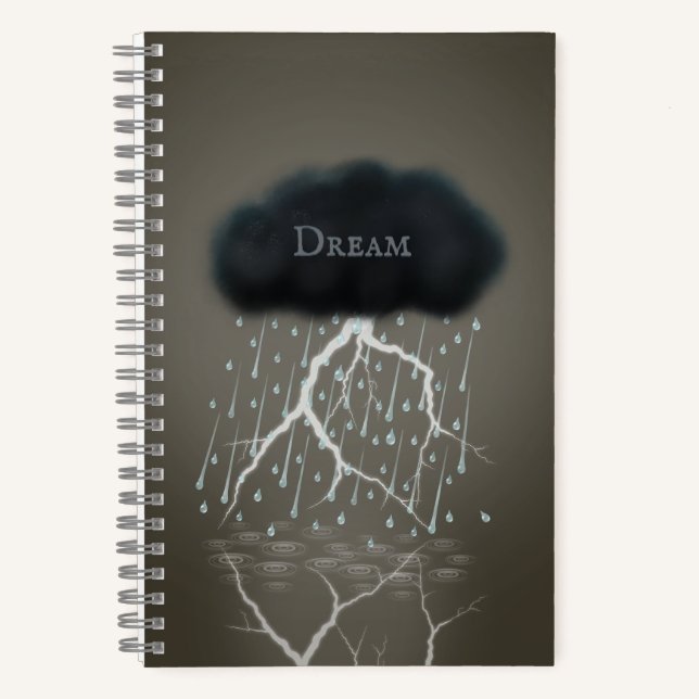 Rainstorm in Sepia Dreamscape Surreal Personalized Notebook (Front)