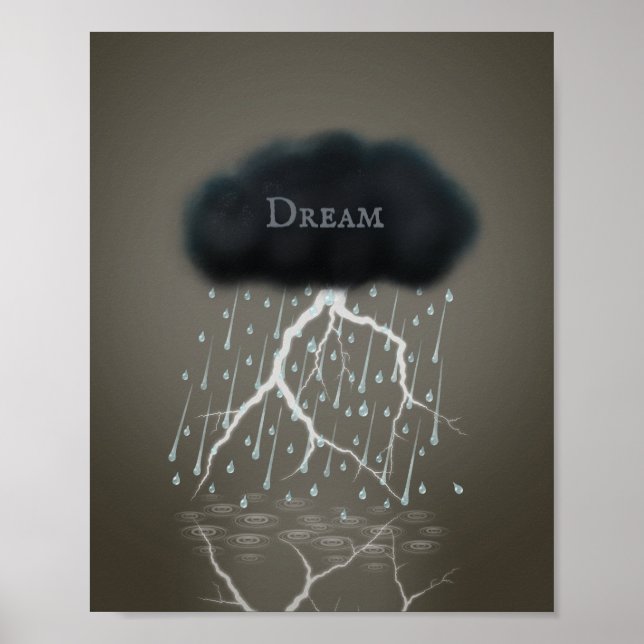 Rainstorm in Sepia Dreamscape Surreal Personalized Poster (Front)