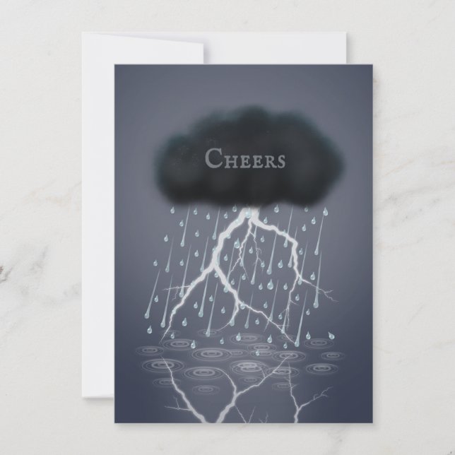 Rainstorm Thunder Cloud & Lightning Personalized Card (Front)