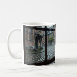 Rainy Belgian Streetside Tavern Glow Mug