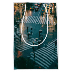 rainy city, cityscape, urban landscape, night phot medium gift bag