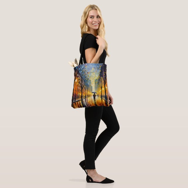 Rainy City Impressionism Tote Bag (On Model)