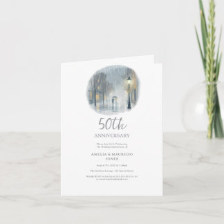 Rainy City Romance-Elegant Wedding Anniversary  Invitation