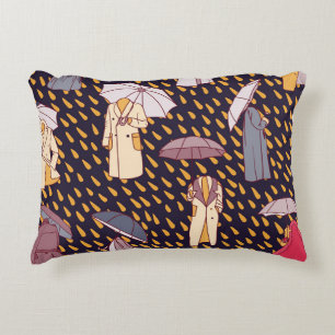 Rainy Day Adventures: Invisible Umbrellas Accent Pillow