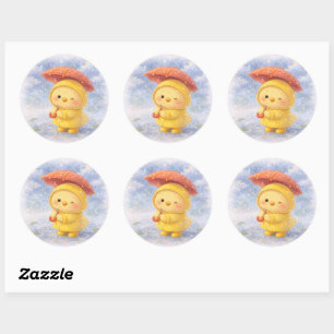 Rainy Day Alma Sticker   Cute Chick in Raincoat