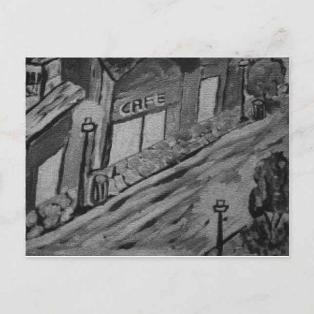 Rainy Day at the Cafe - Art Postcards (Front)