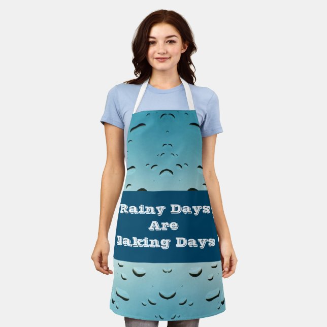 Rainy Day Baking Raindrop Photo At Home Cooking Apron (Worn)