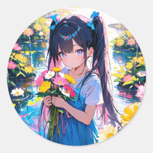 Rainy Day Blooms Classic Round Sticker