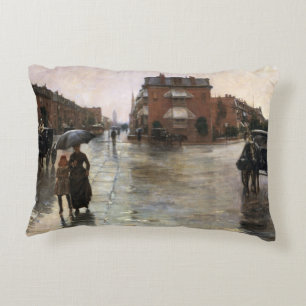 Rainy Day, Boston by Frederick Childe Hassam Accent Pillow