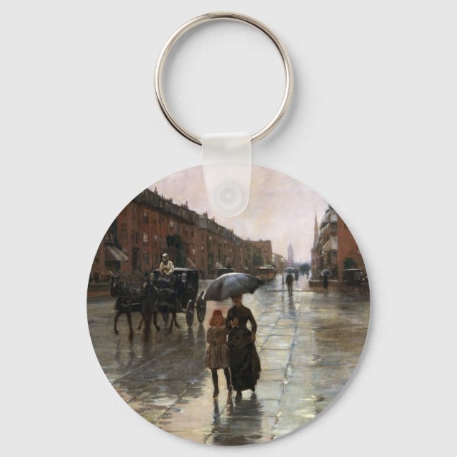 Rainy Day, Boston by Frederick Childe Hassam Keychain (Front)