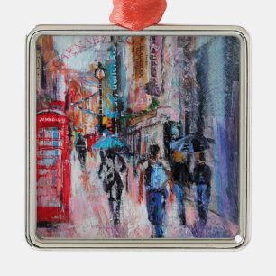 Rainy Day Carnaby Street Metal Ornament