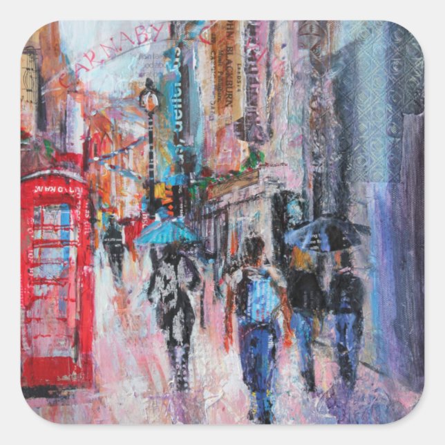 Rainy Day Carnaby Street Square Sticker (Front)