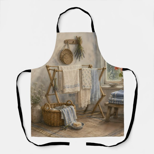 Rainy Day Cottage Laundry Room Apron (Front)