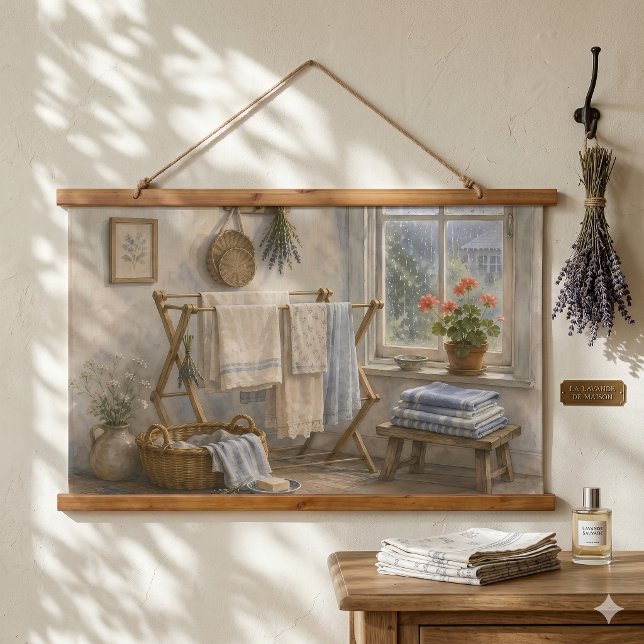 Rainy Day Cottage Laundry Room Hanging Tapestry (Rainy Day Cottage Laundry Room Hanging Tapestry)