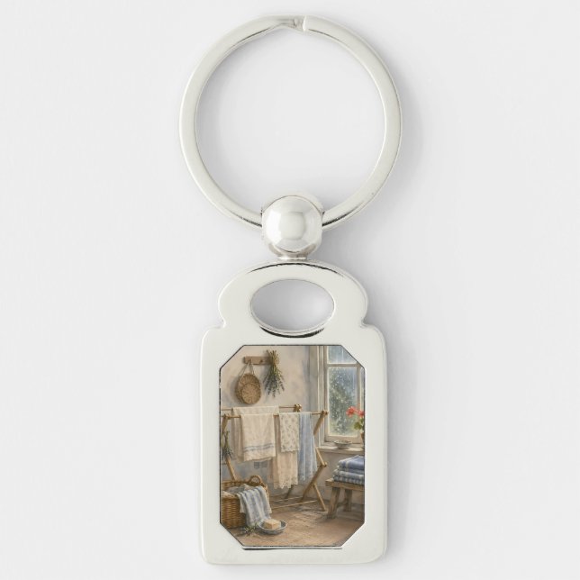 Rainy Day Cottage Laundry Room Keychain (Front)