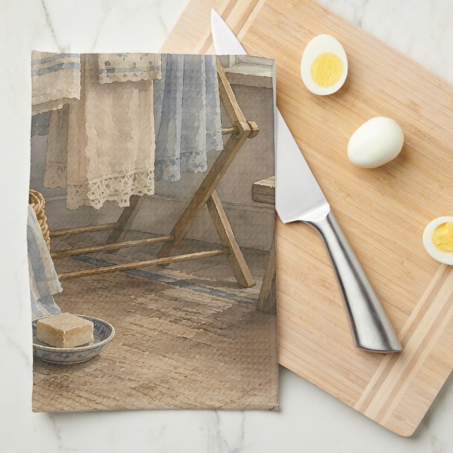 Rainy Day Cottage Laundry Room Kitchen Towel (Quarter Fold)