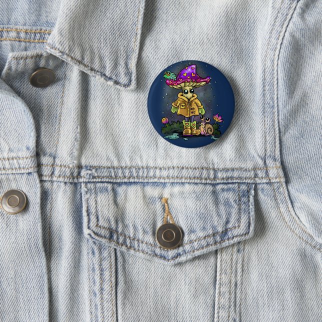 Rainy Day Friends 2 Inch Round Button (In Situ)