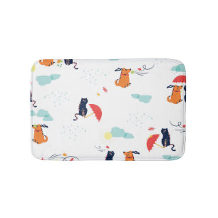 Rainy Day Friends: Cat Dog Vintage Bath Mat
