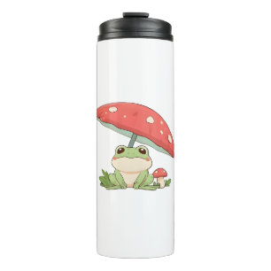 Rainy Day Frog Under Mushroom Kawaii Design Thermal Tumbler