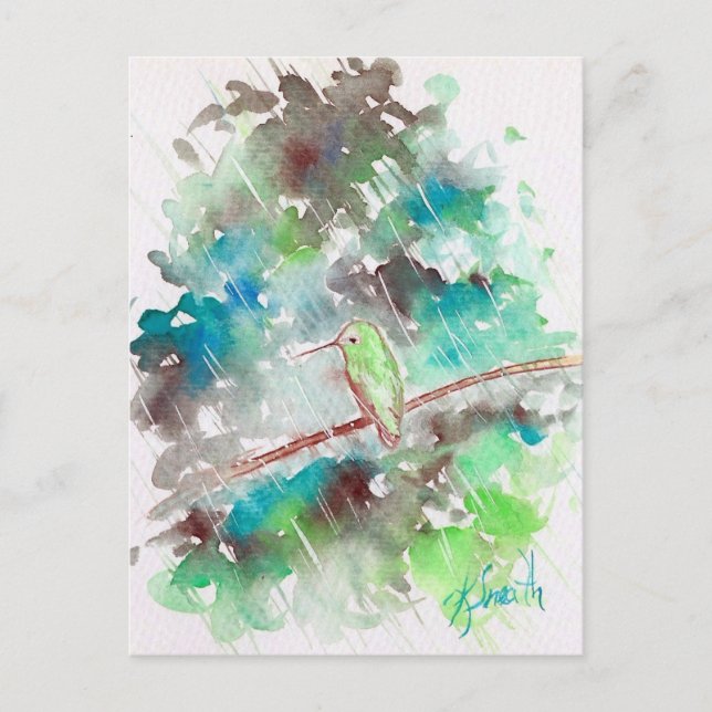 Rainy Day Hummingbird Postcard (Front)