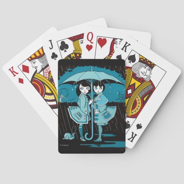 Rainy Day in Blue Playing Cards (Back)