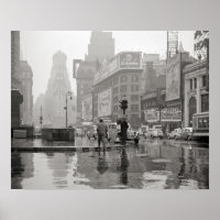 Rainy Day in Times Square, 1943. Vintage Photo